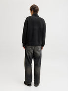 JACK JONES ORIGINALS Norrebro Knit Half Zip-Black Black back view