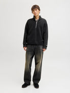 JACK JONES ORIGINALS Norrebro Knit Half Zip-Black Black detail view