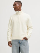 JACK JONES ORIGINALS Norrebro Knit Half Zip-Sea Salt Sea Salt front view