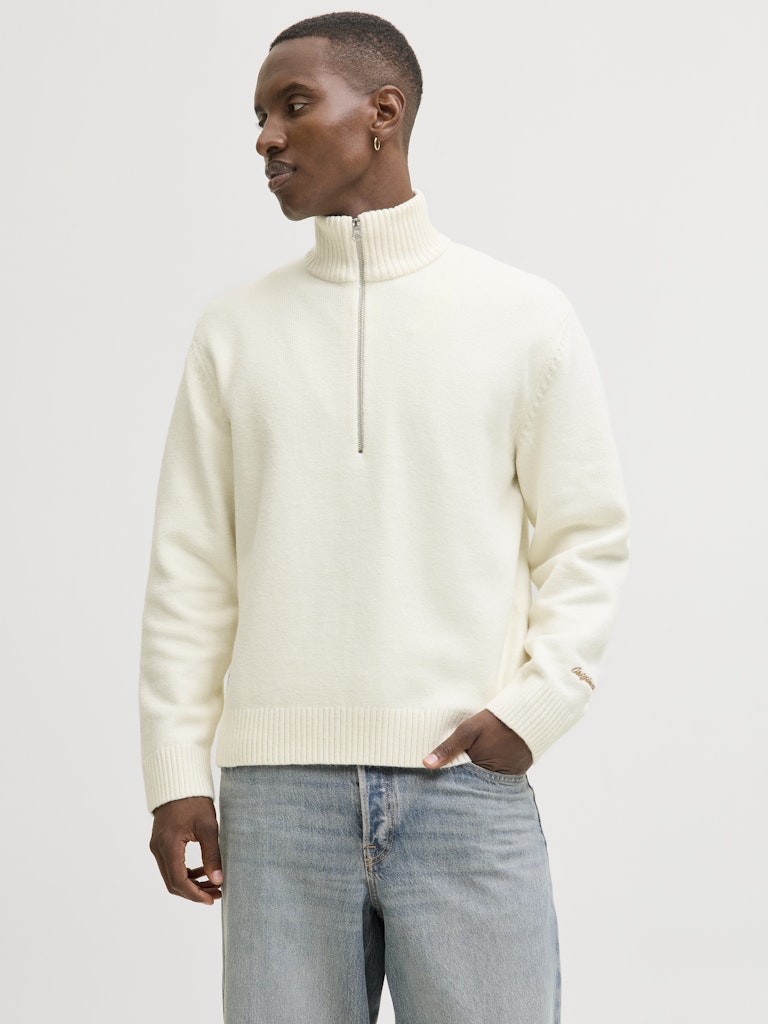 JACK JONES ORIGINALS Norrebro Knit Half Zip-Sea Salt Sea Salt front view