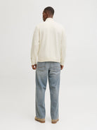JACK JONES ORIGINALS Norrebro Knit Half Zip-Sea Salt Sea Salt back view