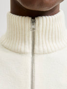 JACK JONES ORIGINALS Norrebro Knit Half Zip-Sea Salt Sea Salt flat front view