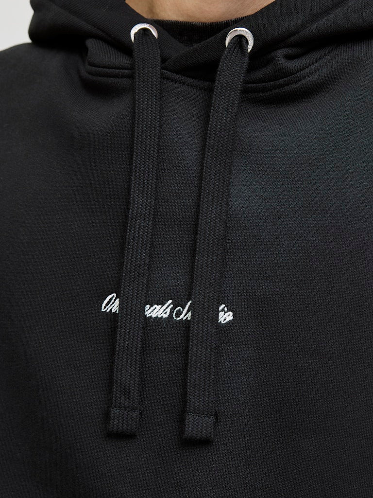 JACK JONES ORIGINALS Norrebro Embroidered Hoodie-Black Black side view