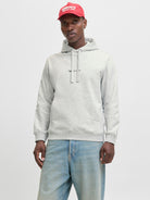 JACK JONES ORIGINALS Norrebro Embroidered Hoodie-White Melange White Melange front view