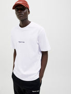 JACK JONES ORIGINALS Norrebro Embroidered Tee-Bright White Bright White model front view