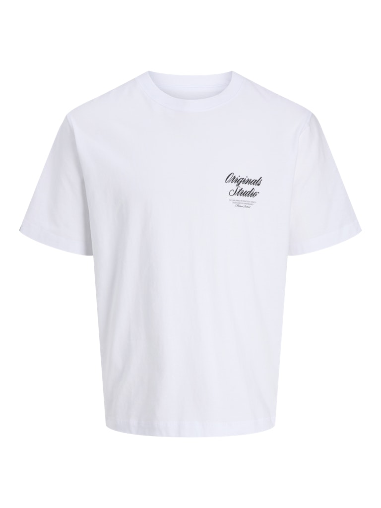 JACK JONES ORIGINALS Norrebro Typo Tee Short Sleeve Crew Neck Tee-Bright White Bright White side view