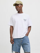 JACK JONES ORIGINALS Norrebro Typo Tee Short Sleeve Crew Neck Tee-Bright White Bright White front view