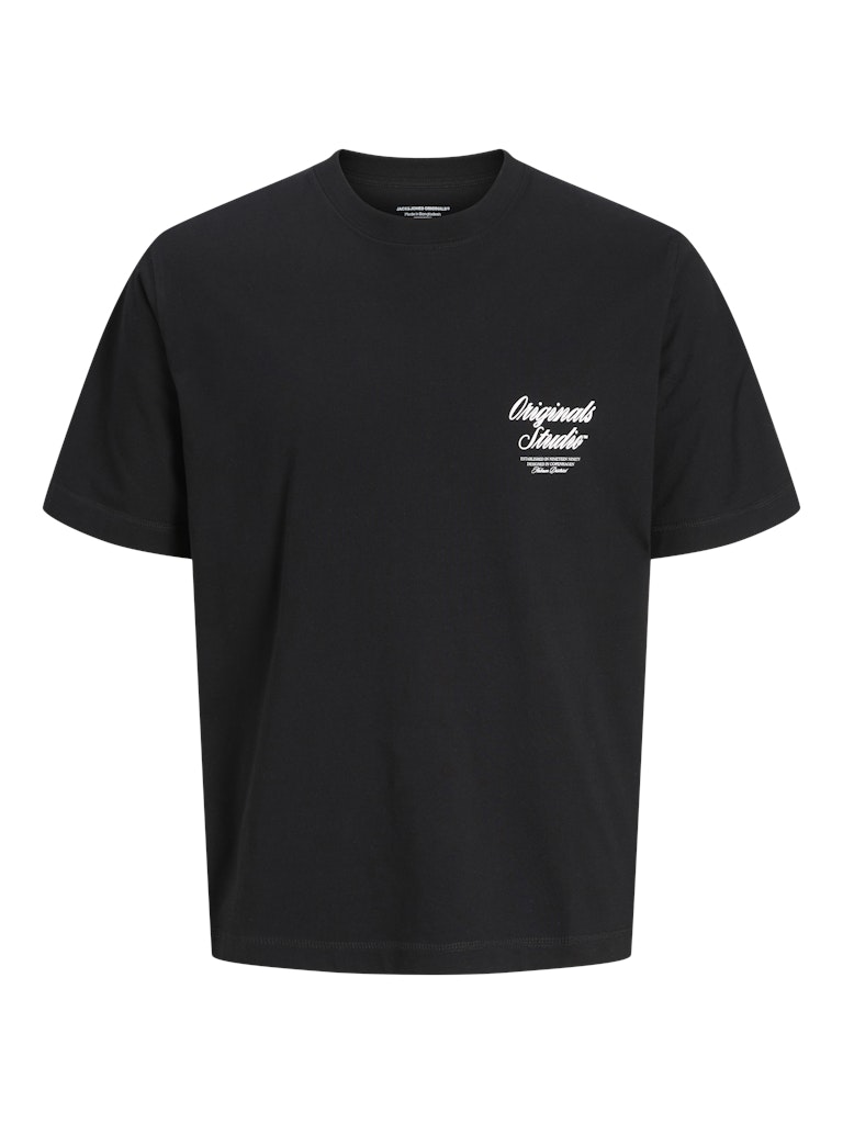 Men's Norrebro Typo Tee Short Sleeve Crew Neck Tee-Black-Ghost Front View