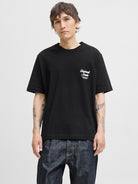 JACK JONES ORIGINALS Norrebro Typo Tee Short Sleeve Crew Neck Tee-Black Black front view