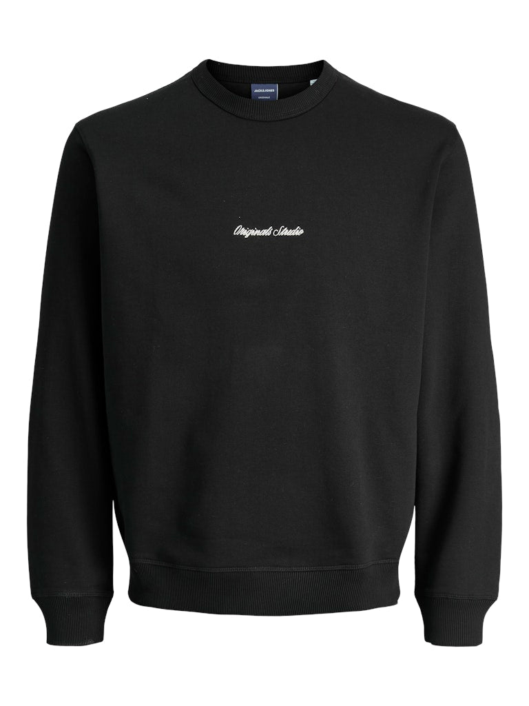 Men's Norrebro Emb Sweat Crew-Black-Ghost Front View