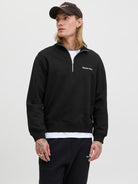 JACK JONES ORIGINALS Norrebro Emb Sweat High Neck-Black Black front view
