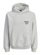 Men's Norrebro Typo Back Sweat Hood-White Melange-Ghost Front View