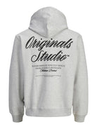 Men's Norrebro Typo Back Sweat Hood-White Melange-Ghost Back View