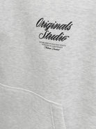 Men's Norrebro Typo Back Sweat Hood-White Melange-Front Logo View