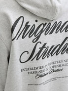 Men's Norrebro Typo Back Sweat Hood-White Melange-Closer View of the Back of the Hoodie