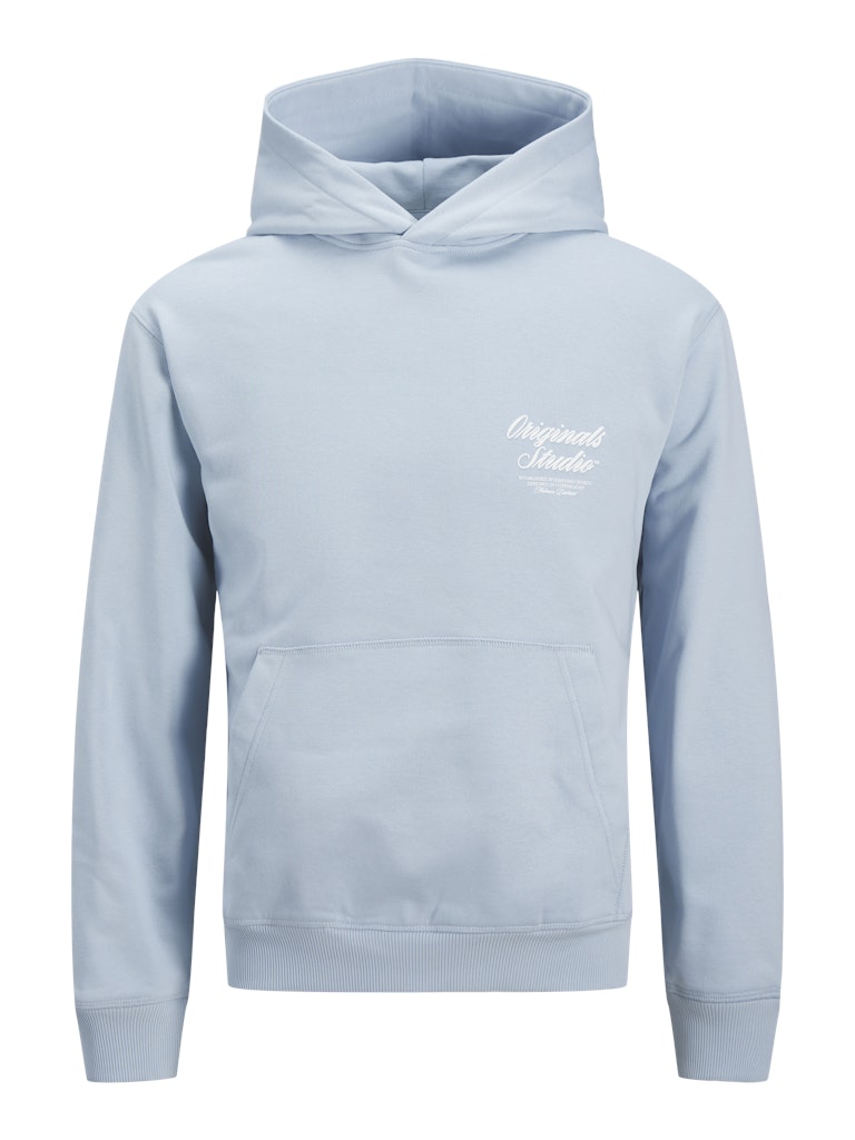 Men's Norrebro Typo Back Sweat Hood-Skyway-Ghost Front View