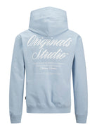JACK JONES ORIGINALS Norrebro Typo Back Sweat Hood-Skyway Skyway flat front view