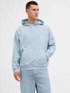 JACK JONES ORIGINALS Norrebro Typo Back Sweat Hood-Skyway Skyway front view