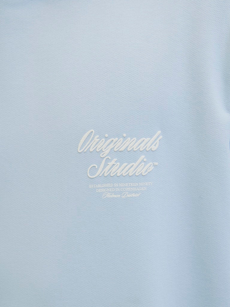 JACK JONES ORIGINALS Norrebro Typo Back Sweat Hood-Skyway Skyway back view