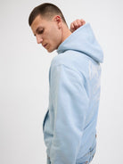JACK JONES ORIGINALS Norrebro Typo Back Sweat Hood-Skyway Skyway model front view