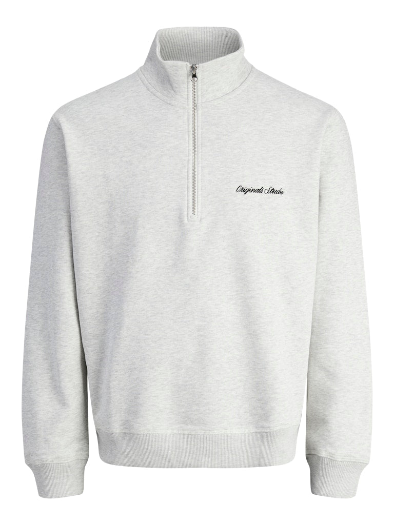Men's Norrebro Emb Sweat High Neck-White Melange-Ghost Front View