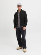 JACK JONES ORIGINALS Fusion Fleece Zip Sweat-Black Black model front view