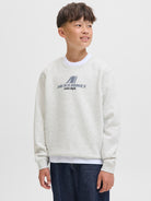 Jack Jones Youths Tier Sweat Crew Neck Junior-White Melange White Melange front view