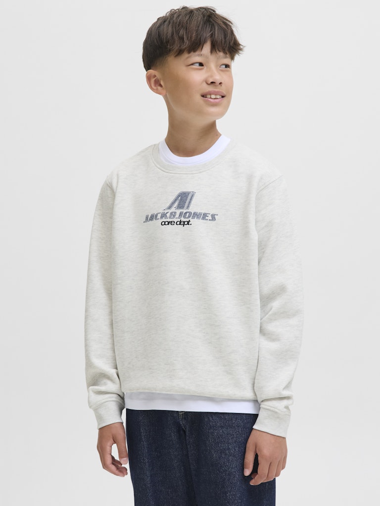 Jack Jones Youths Tier Sweat Crew Neck Junior-White Melange White Melange front view