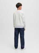 Jack Jones Youths Tier Sweat Crew Neck Junior-White Melange White Melange model front view