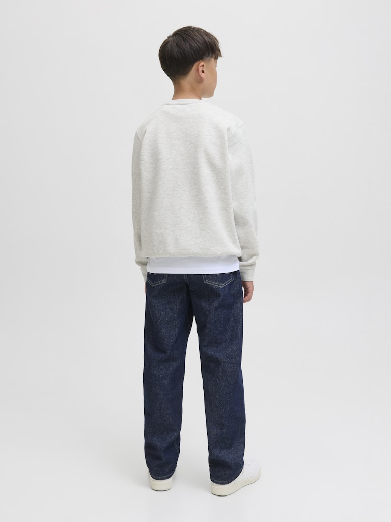 Jack Jones Youths Tier Sweat Crew Neck Junior-White Melange White Melange model front view