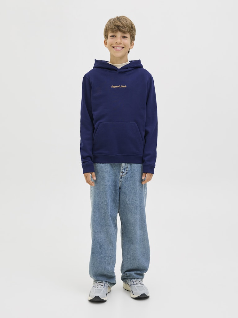 Boy's Norrebro Sweat Hood-Ocean Cavern-Model Full Front View