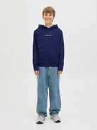 Boy's Norrebro Sweat Hood-Ocean Cavern-Model Full Front View