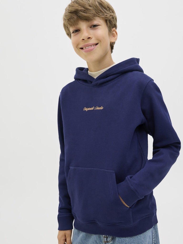 Boy's Norrebro Sweat Hood-Ocean Cavern-Model Front View