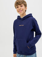 Boy's Norrebro Sweat Hood-Ocean Cavern-Model Front View