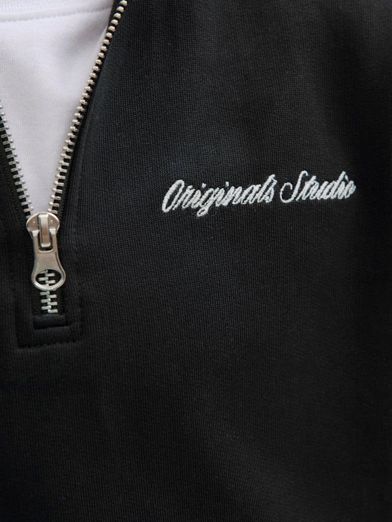 Boy's Norrebro Emb Sweat High Neck Junior-Black-Logo View