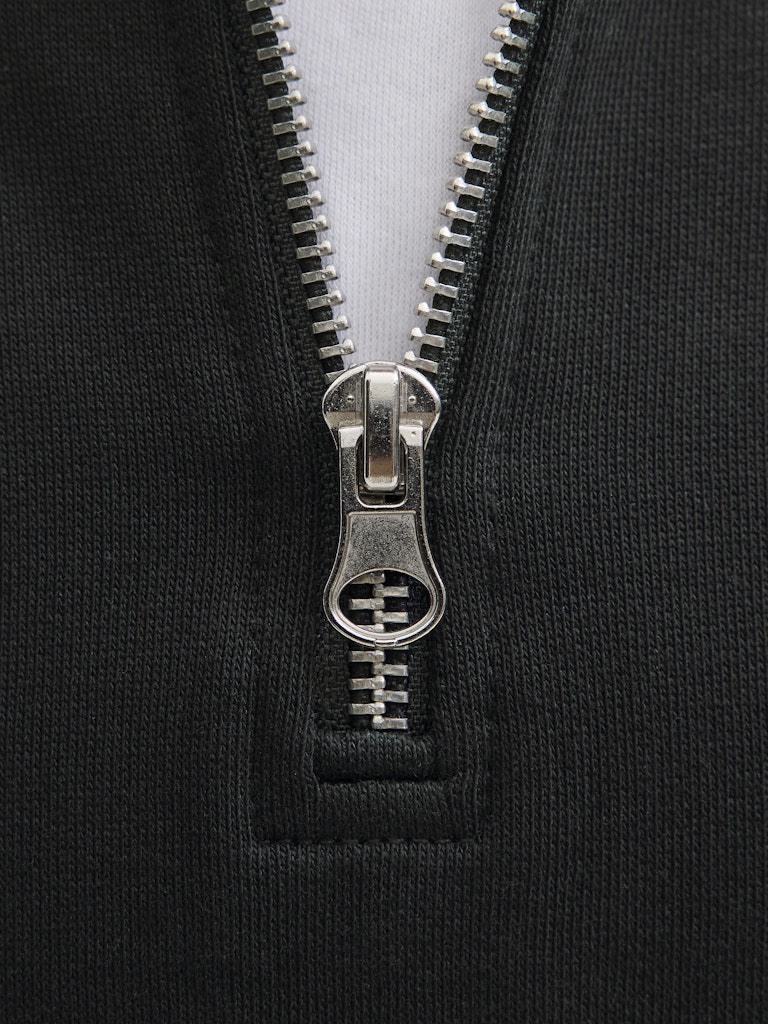 Boy's Norrebro Emb Sweat High Neck Junior-Black-Zip Fastening View