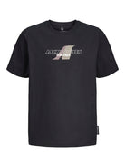 Jack Jones Youths Tier Front Print Tee Short Sleeve Junior-Black Black flat front view