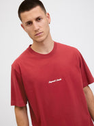 JACK JONES ORIGINALS Norrebro Embroidered Tee-Tibetan Red Tibetan Red back view