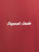 JACK JONES ORIGINALS Norrebro Embroidered Tee-Tibetan Red Tibetan Red flat front view