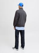 JACK JONES ORIGINALS Norrebro Embroidered Sweat High Neck-Asphalt Asphalt model front view