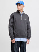 JACK JONES ORIGINALS Norrebro Embroidered Sweat High Neck-Asphalt Asphalt front view