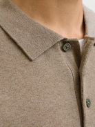 JACK JONES PREMIUM Bradfort Knit Polo-Brindle Brindle flat front view