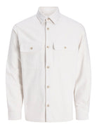 JACK JONES PREMIUM Rayle Melange Solid Cloud Dancer Overshirt Cloud Dancer front view