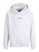 Gray hoodie with 'Jack & Jones' logo on a white background