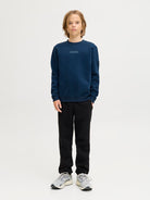 Jack Jones Youths Point Badge Junior Titan Sweatshirt titan model front view
