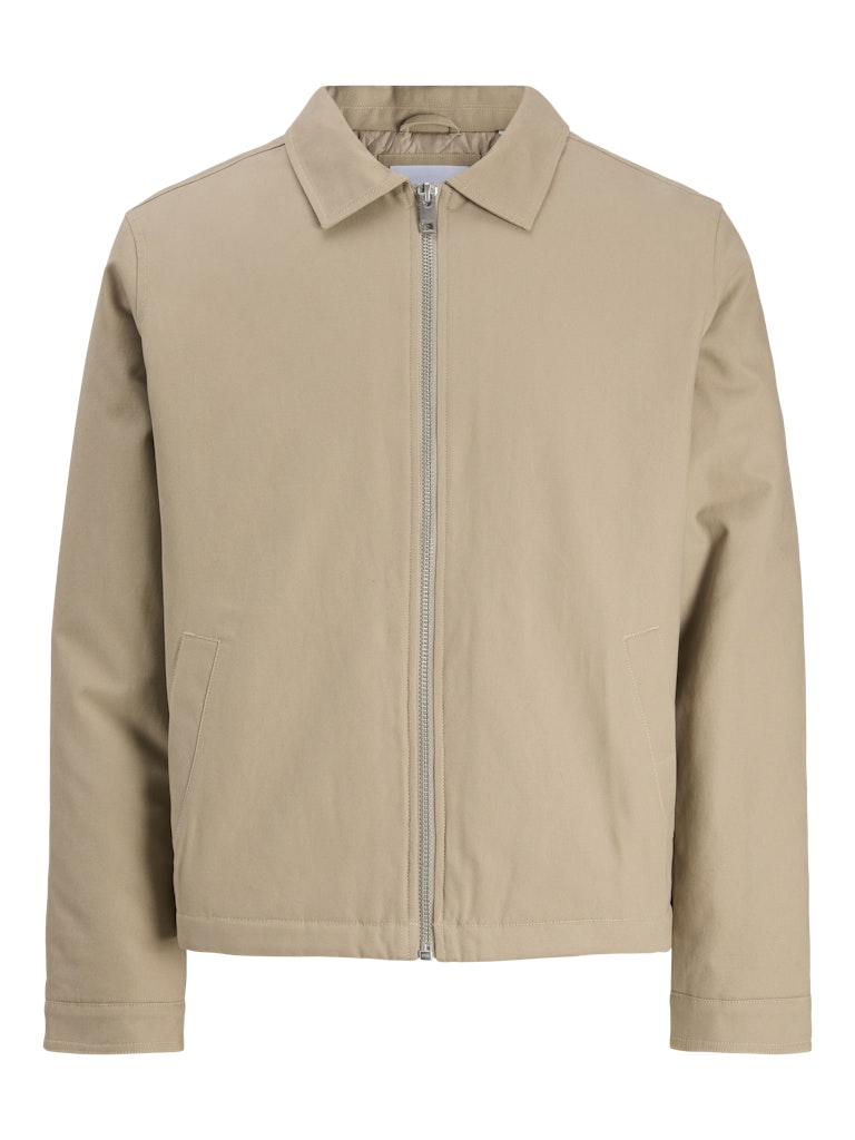 Beige jacket with a zipper on a white background