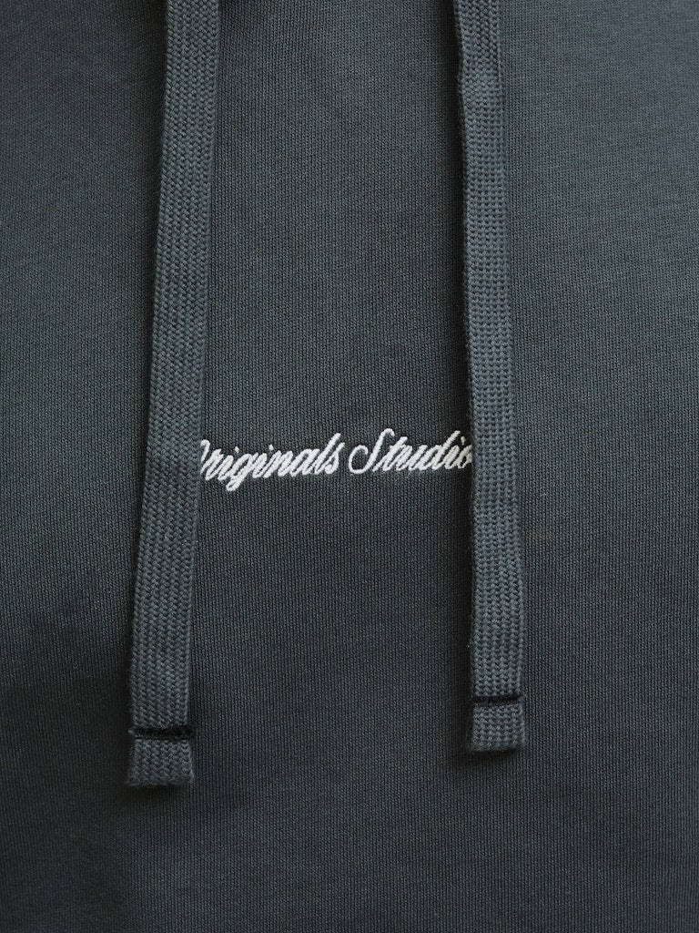 Dark green hoodie with 'Originals Studios' logo on the chest.