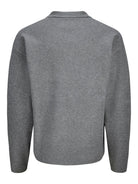 JACK JONES PREMIUM Bradfort Knit Polo-Medium Grey Melange Medium Grey Melange close up view