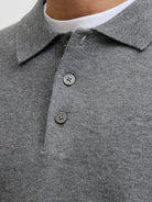 JACK JONES PREMIUM Bradfort Knit Polo-Medium Grey Melange Medium Grey Melange flat front view