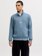 JACK & JONES Soho Quarter Zip Sweatshirt-Blue Mirage Blue Mirage front view